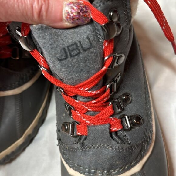 JBU by Jambu Lizzy Waterproof Grey/Red Lace Up Duck Boots. Size 7.5. - Picture 9 of 13
